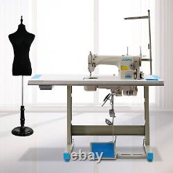 110V Industrial Lockstitch Sewing Machine 550W Servo Motor with Stand Commercial