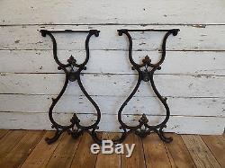 Antique Industrial Cast-Iron Table Legs Vintage Sewing Machine Stand Parts 1332
