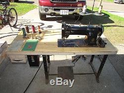 Antique Singer 111W155 Industrial Sewing MachineTableManualsLeatherAccVIDEO