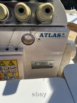 Atlas USA AT 5200EX-4 Industrial Overlock Sewing Machine with Table & Servo Motor