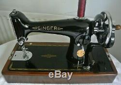 Beautiful Singer 201K Handcrank Semi-Industrial Sewing Machine(SEE LEATHER SEWN)