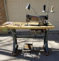 Consew 206-rb Walking Foot Industrial Sewing Machine +motor, Table +casters Euc