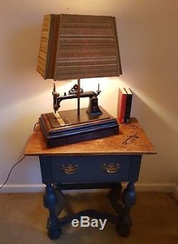 Converted Upcycled Antique'howe' Sewing Machine Table Lamp Vintage Industrial