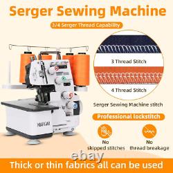 Industrial Serger Sewing Machine, Heavy-Duty Metal Frame Overlock Machine wit