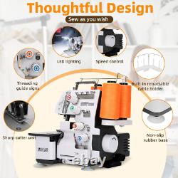 Industrial Serger Sewing Machine, Heavy-Duty Metal Frame Overlock Machine wit