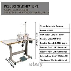 Industrial Sewing Machine Lockstitch Servo Motor + Table Stand Commercial