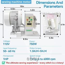 Industrial Sewing Machine Servo Motor AC110V 750W 1HP 200-6000 RPM