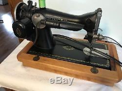 Industrial Strength Singer 15-91 Heavy Duty Sewing Machine Serviced Cherry Base
