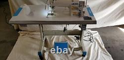 Juki DDL-8700 SEWING MACHINE WITH T-LEGS STAND, CASTERS, SERVO MOTOR LED LAMP