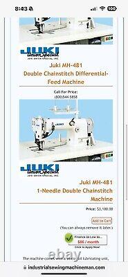 Juki MH-481 Industrial Sewing Machine Used Table And Options