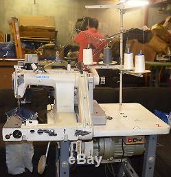 Juki MS-1190 Industrial Sewing Machine with Puller, Motor, Table, Thread Stand