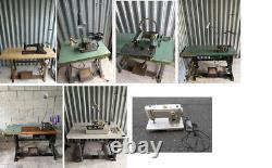 Lot of 7 Assorted Industrial Sewing Machine with Table and Motor