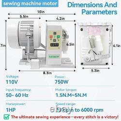 NEW Industrial Sewing Machine Motor 110V 750W 1HP 200-6000RPM