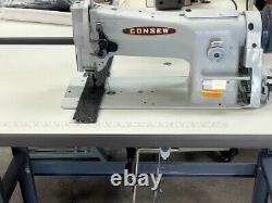 New Consew 206RB-5 Upholstery Sewing Machine, Stand, Servo Motor & LED Lamp