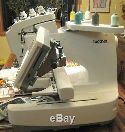 Nice! Brothers Embroidery Machine No. Pr-600-ii 6 Needle Hoops Thread Extras