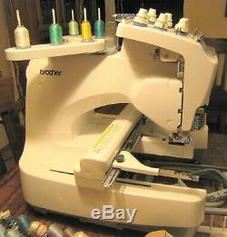 Nice! Brothers Embroidery Machine No. Pr-600-ii 6 Needle Hoops Thread Extras