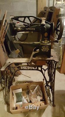 Old Singer 29K Treadle Industrial Sewing Machine Cobblers Leather with Attachments