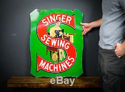 Original Singer Sewing Machine Porcelain Sign -1920's Industrial NO RESERVE