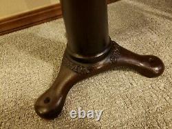 RARE Vintage Singer Sewing Machine Industrial Iron Stool w Adjustable Wood Seat