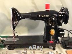 Refurbished 1956 Singer 201-2 Sewing Machine, Walking Foot, Leather, Extras, Video