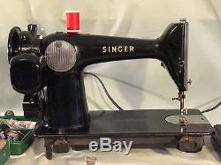 Refurbished 1956 Singer 201-2 Sewing Machine, Walking Foot, Leather, Extras, Video