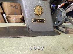 SINGER 281-1 industrial sewing machine with sewing table & running motor engine