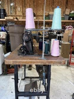 Singer Industrial Electric Sewing Machine Table-Mounted with Foot Pedal, Denim