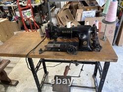 Singer Industrial Electric Sewing Machine Table-Mounted with Foot Pedal, Denim