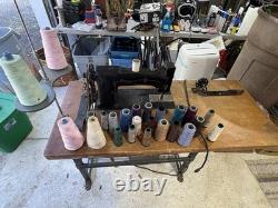 Singer Industrial Electric Sewing Machine Table-Mounted with Foot Pedal, Denim