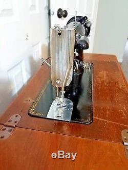 Singer Sewing Machine 201 in Original 4 Drawer Cabinet Working Vintage