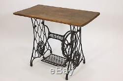 Singer Treadle Sewing Machine Base Oak Table Rough Sawn Top Industrial Steampunk
