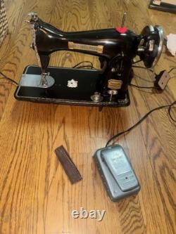 Totally Restored All Metal Sewing Machine. Leather Canvas. Made In Japan. XD