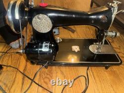 Totally Restored All Metal Sewing Machine. Leather Canvas. Made In Japan. XD