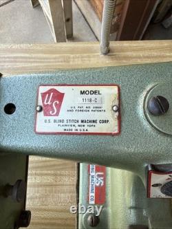 US Blind Stitch Model 1118 Skip Stitch Industrial Sewing Machine And Table Runs