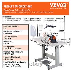 VEVOR 5000s. P. M 550W Industrial Lockstitch Sewing Machine Tool Servo Motor Stand