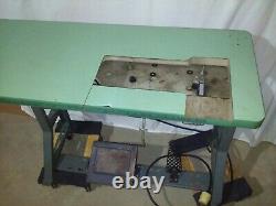 VINTAGE Singer Industrial Sewing Machine K-Leg Table with 3 phase motor