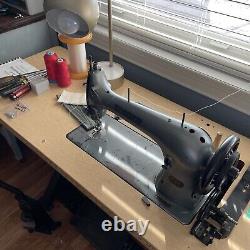 Vintage 1910's Singer 31-15 Industrial Sewing Machine Table Servo Tested