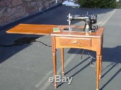 Vintage 1949 SINGER 15-91 Sewing Machine with Model 56 Walnut Cabinet Table