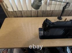 Vintage Industrial Sewing Machine Singer one needle with table platform