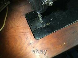 Vintage Industrial Singer Sewing Machine 241-11 with Table Motor Thread Stand