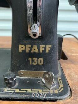 Vintage Pfaff 130 Sewing Machine withIndustrial Motor & Base withButcher Block Top