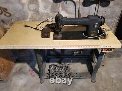 Vintage Singer 241-12 High Speed Industrial Sewing Machine with Table & Motor