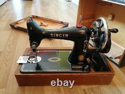 Vintage Singer Sewing Machine 99k Ek057558 Hand Crank Crocodile Skin Case Extras