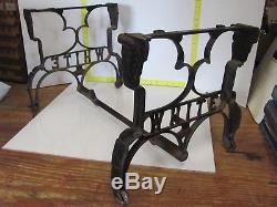 White Antique Industrial Cast Iron Coffee Side Table Legs Sewing Machine Base