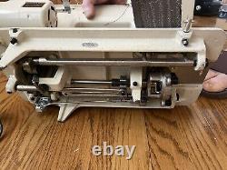 White Leather and Canvas Sewing Machine. Totally Refurbished. Zigzag. ZE